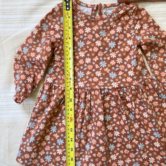 NWT Carter's Baby Girl 2-Piece Dress Set 12 mo Light Brown Floral + Diaper Cover - Picture 10 of 10